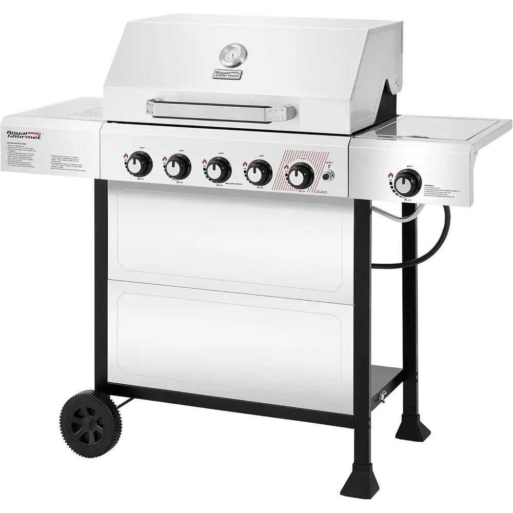 

GA5401T 5-Burner BBQ Liquid Propane Gas Grill with Side Burner, StainlSteel 61,000 Output or Patio Garden Picnic Backyard Cookin