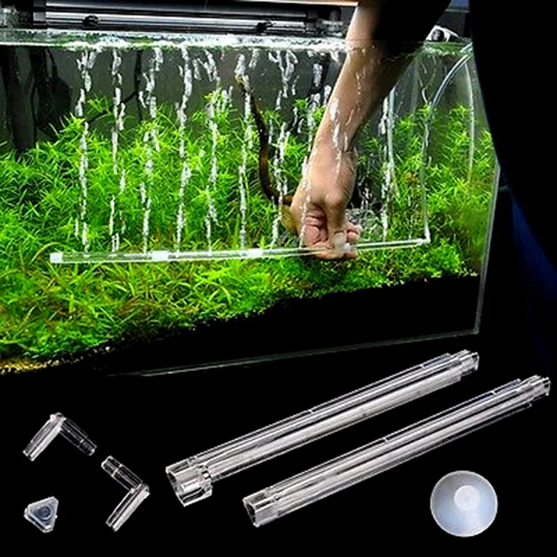 12Pcs/Set Spliceable Aquarium Air Stone Bubble Bar Wall Curtain Tube Hose Fish Tank Pump Hydroponic Oxygen Diffuser Tube Plastic