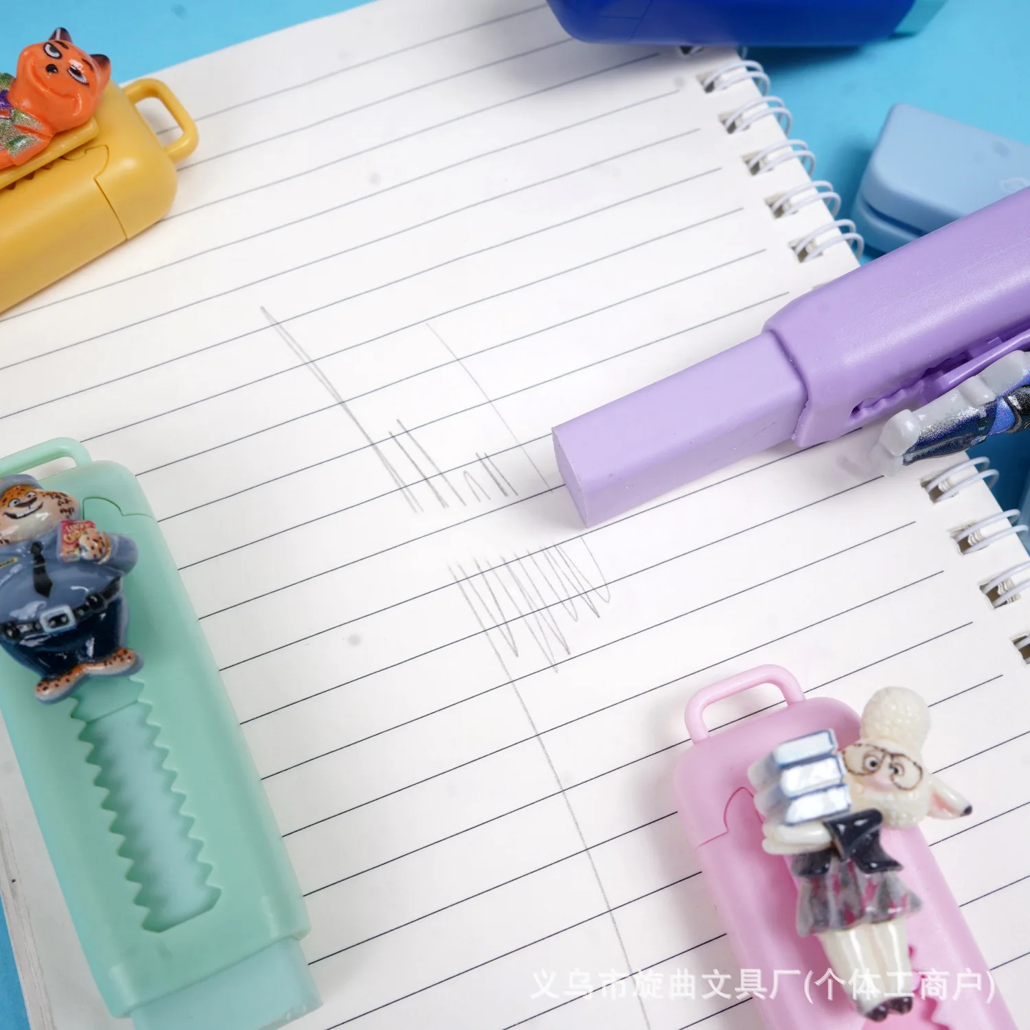 6pcsKawaii ل Zootopia2 ممحاة مطاطية قابلة للسحب لون عشوائي لطيف الكورية القرطاسية اللوازم المكتبية المدرسية للعودة إلى المدرسة