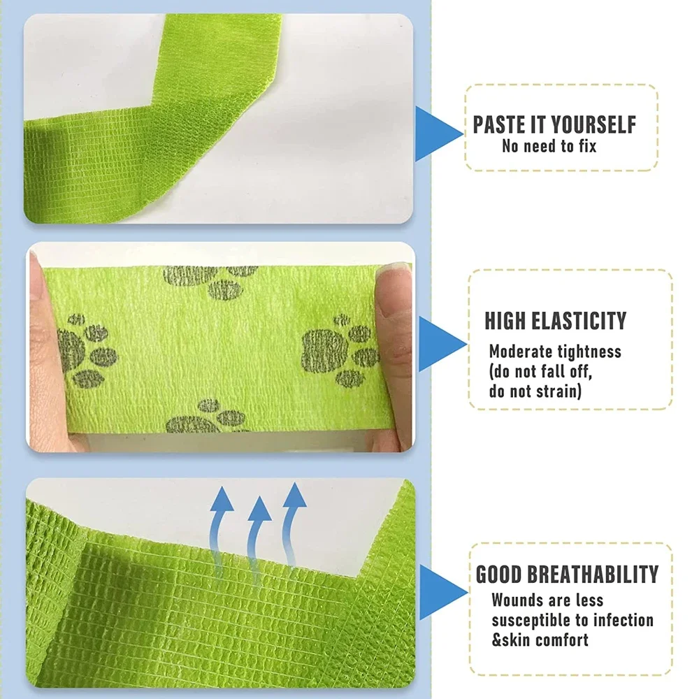 5Pcs/Set Self Adhesive Bandage Wrap 2m/4m First Aid Stretch Wrap Bandage Sprain Cohesive Bandage Finger Wrap Sport Tape