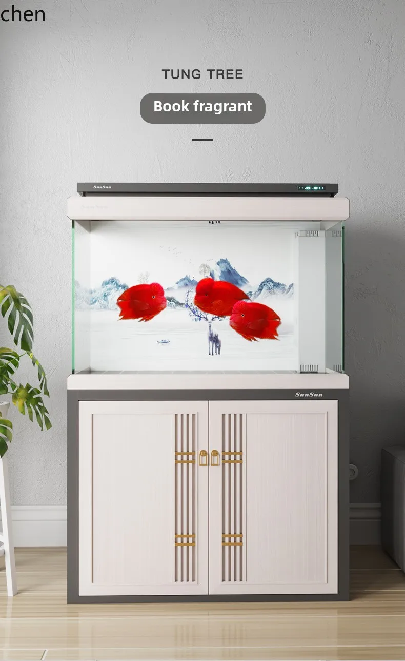 ZML fish tank large ecological ultra-white arowana tank living room floor aquarium - Image 4