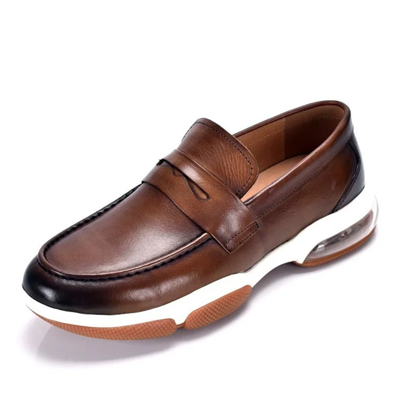 

Luxury Designer Original Italian Shoe Genuine Leather Men's Loafers Increased Height Slip-on Social Suit Dress Shoes New