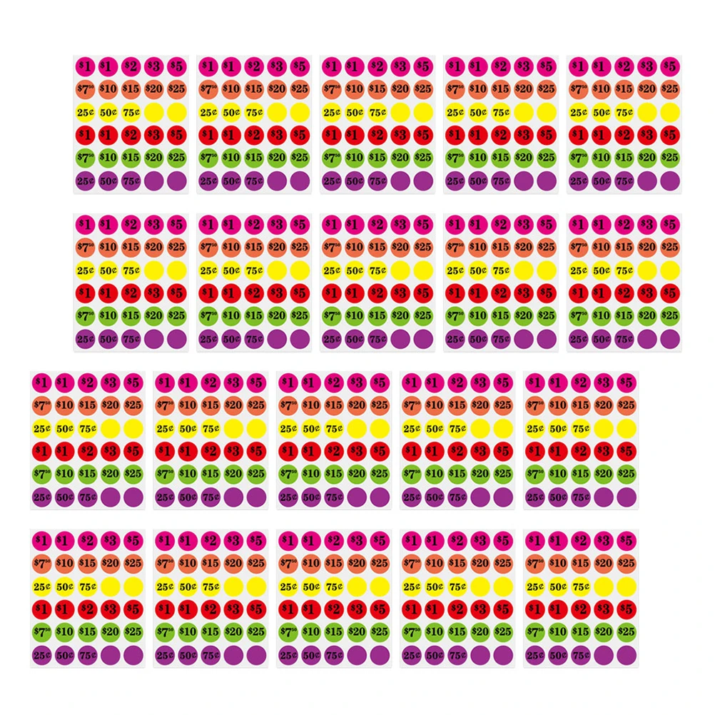 

6pcs 6 Packs Price Stickers Removable Self Adhesive Circle Labels for Store Shop Market Neon Colors Pricing Tags File Folder