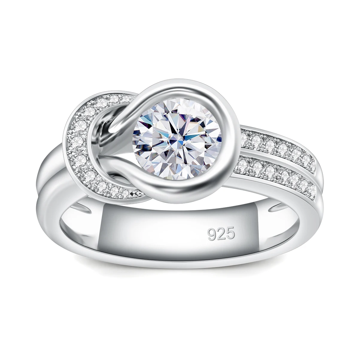 Mit Zertifikat Schleifenknoten Moissanit-Ring für Damen Hochzeitsband 7mm 1,2ct Verlobungsschmuck Luxusmarke Brautgeschenk Trendig – Detail 7