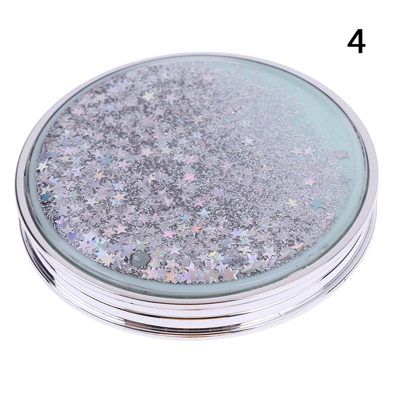 L49 Compacte Zak Draagbare Dubbelzijdige Opvouwbare Cosmetische Spiegel Mini Make-Up Spiegel Met Sprankelend Stromend Zand