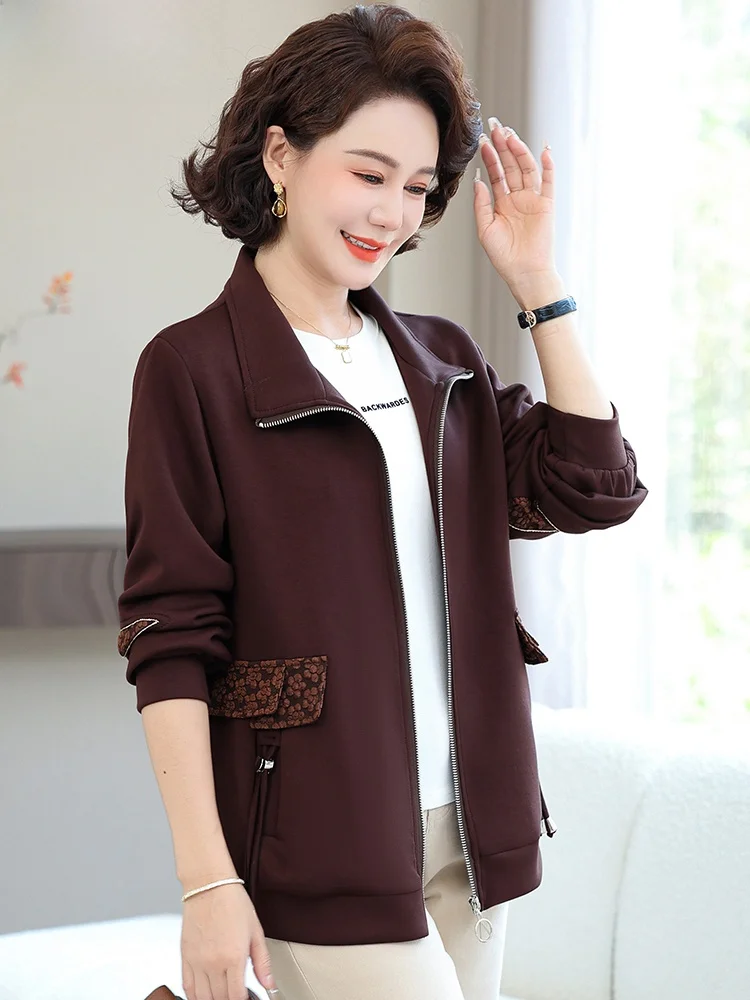 

Модное осеннее повседневное пальто свободного кроя для женщин среднего и старшего возраста, весенне-осенний открытый кардиган-топ