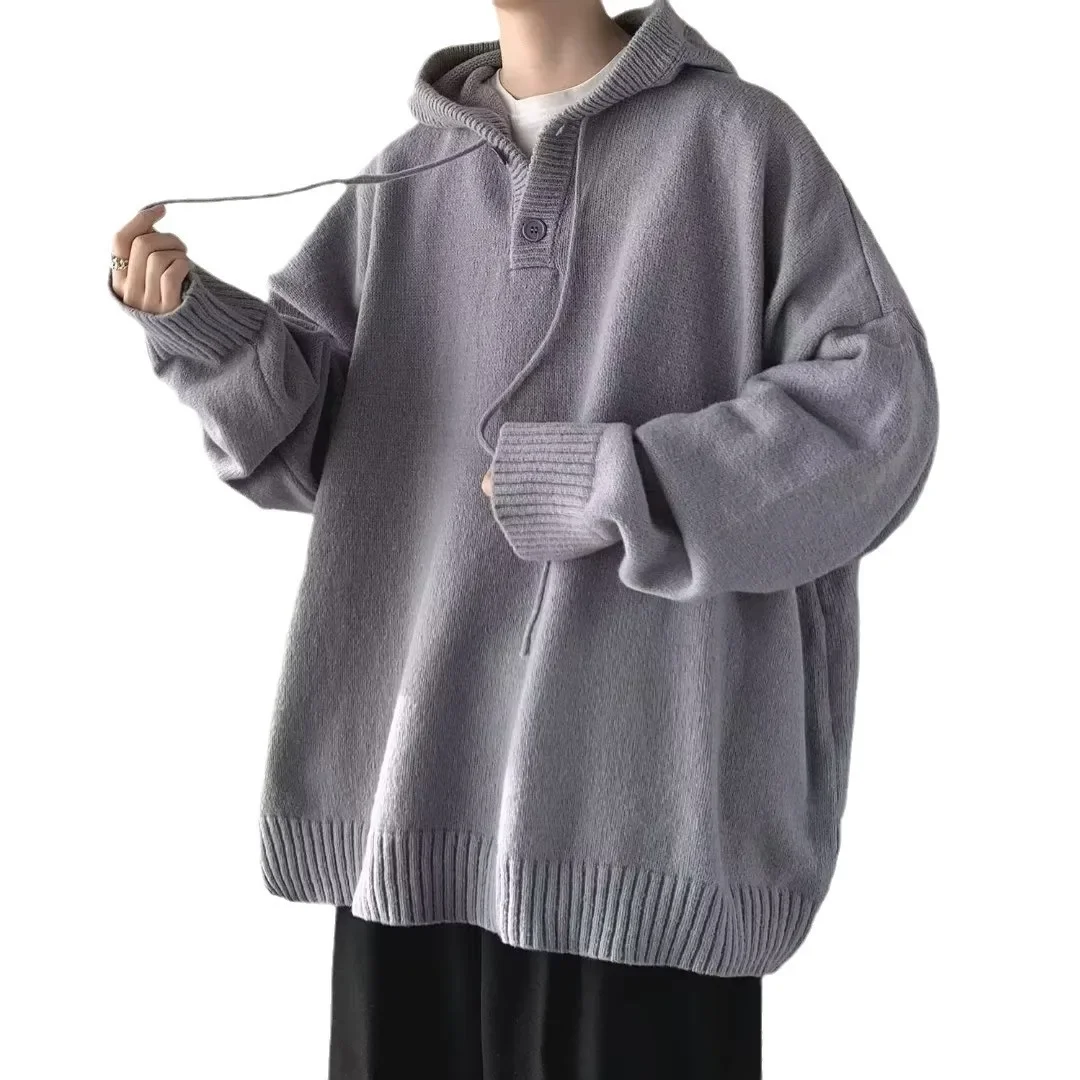 Autumn New Style Hong Kong Style Hoodie Men's Soft Cozy College Style Knitted Outerwear Casual Scenarios Male Garments