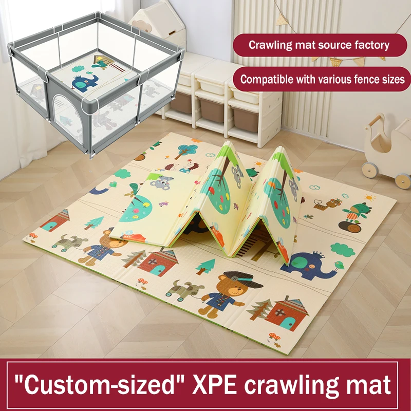 سجادة لعب للأطفال XPE قابلة للطي مع حقيبة حمل، وسادة زحف محمولة للسفر، مقاومة للماء وخفيفة الوزن للاستخدام الداخلي والخارجي