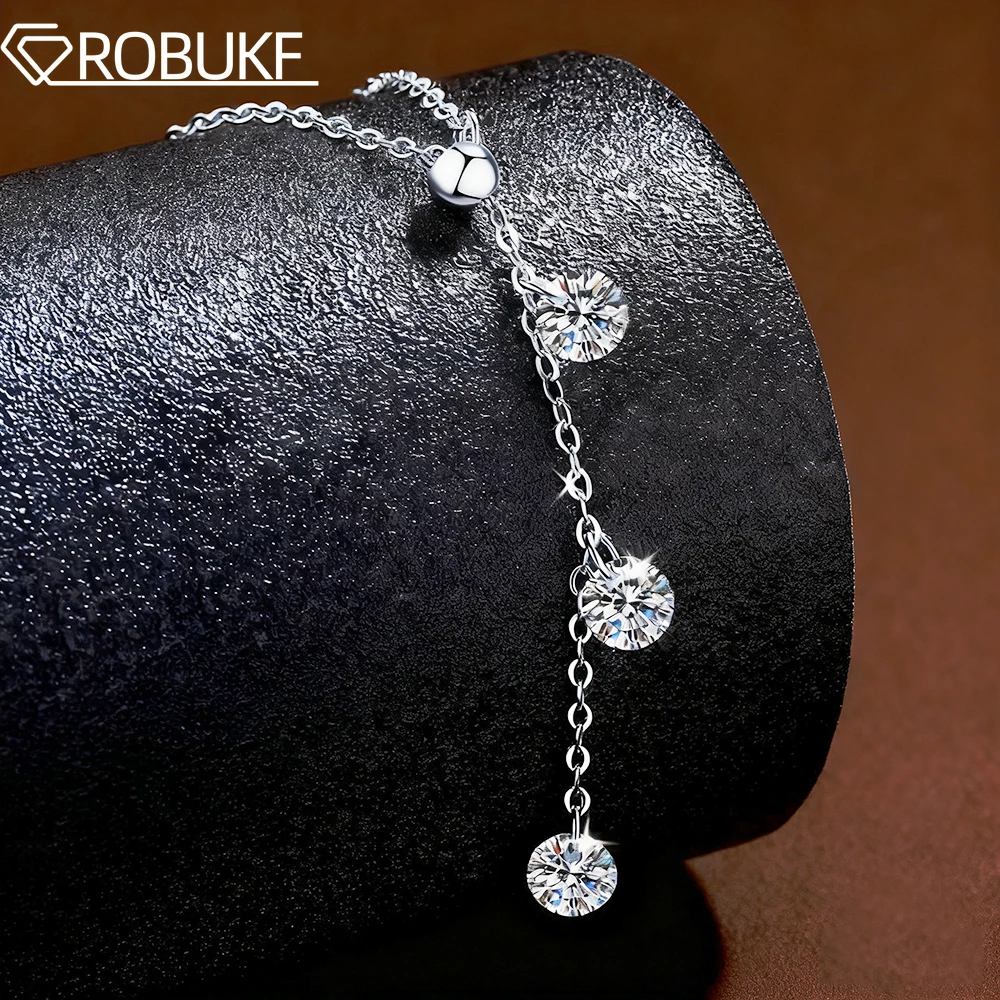 

1.5cttw All Moissanite Moissanite Diamond Drop Pendant Necklace for Women GRA Certified S295 Silver Long Tassel Collarbone Chain