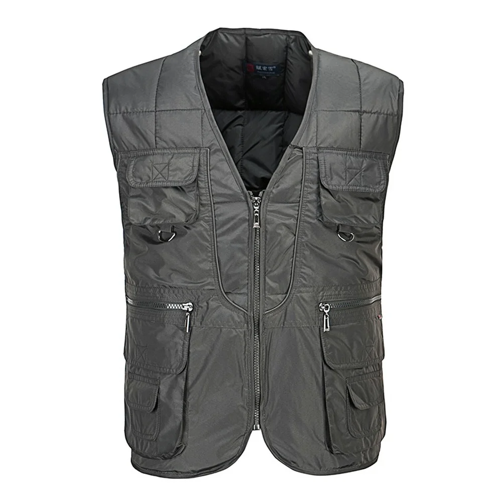 Winter Cotton Padded Thick Vest For Men With Many Pockets New Parka Casual Warm Hot Snow Tool Travel Waistcoat Sleeveless Jacket