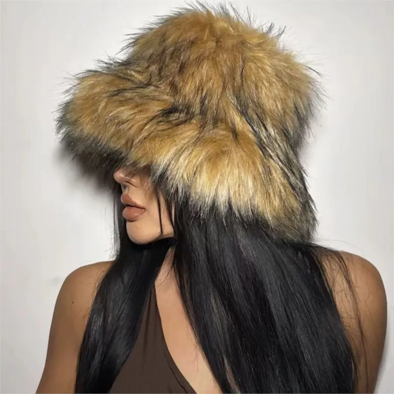 

Warm plush fisherman's hat fur thickened outdoor fashionable basin