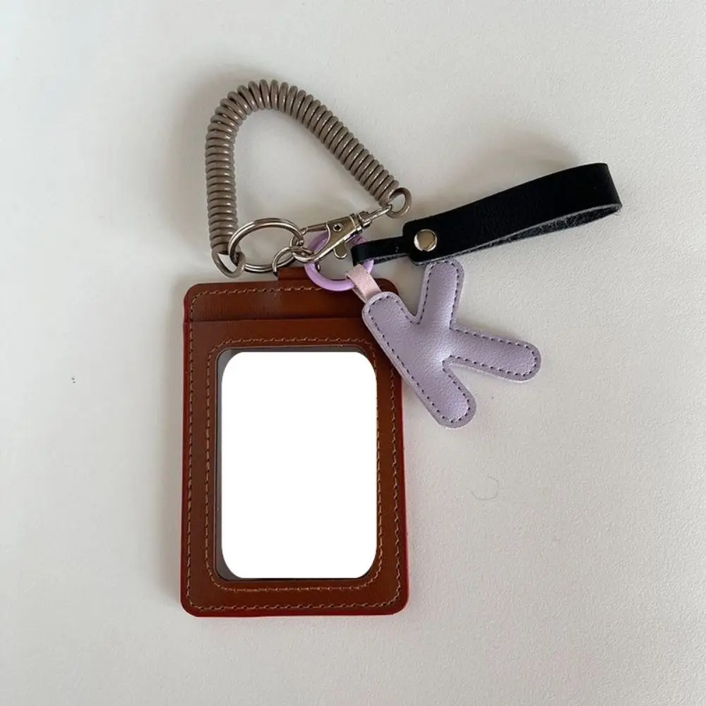 Portfel na karty z PU skóry z zawieszką w kształcie litery, przezroczysty etui na dowód osobisty, etui na karty.