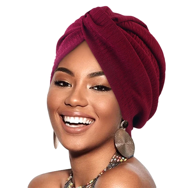 New Women Muslim Twist Turban Cap Wrap Head Scarf Elastic Head Wrap Headwear Bandanas Lady Hair Hats Beanie islamic underscarf