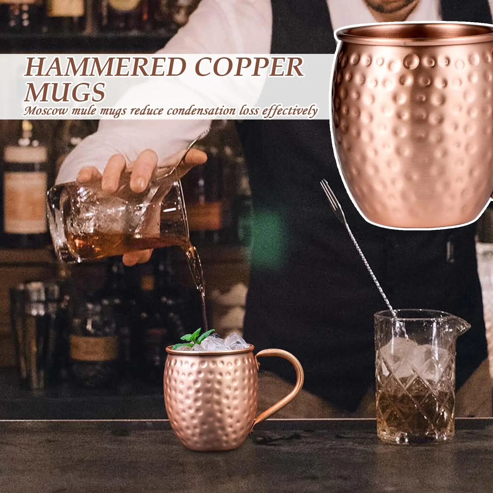 

Copper Mugs Hammered Drinkware 530ml Mule Cups Copper For Christmas Kitchen Bar Drinking Water Tea Beer Cocktail