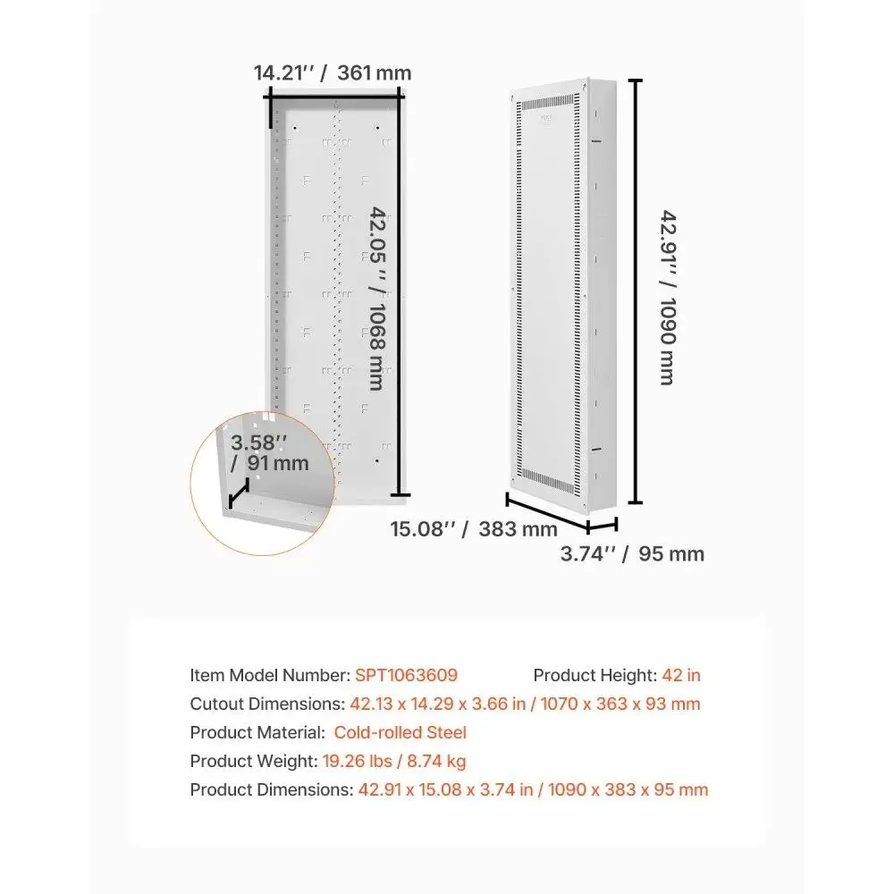 Recessed In Wall TV Media Box Cover Structured Media Enclosure 42 Inch Home Entertainment Center Organizer