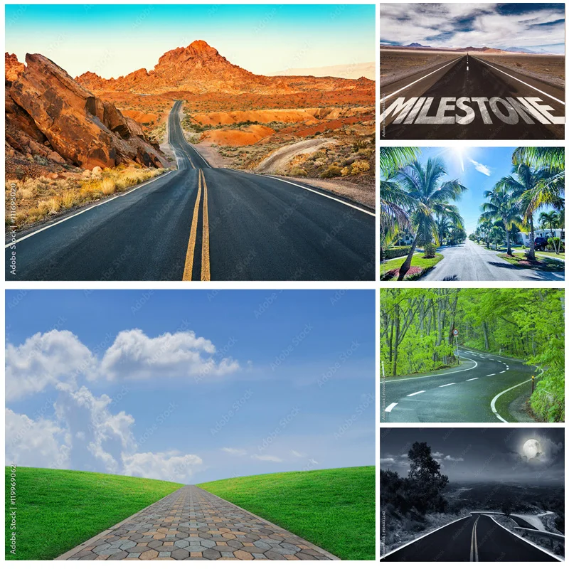 

SHUOZHIKE Natural Scenery Photography Background Highway Landscape Travel Photo Backdrops Studio Props 2279 DLL-03