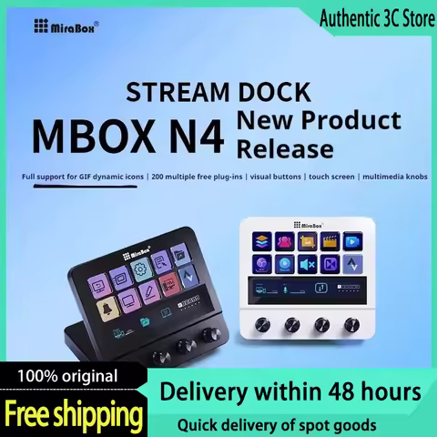 Mbox N4 Stream Deck Adjustable Stand Touch Strip 10-Key Visual Macro Keyboard Quad-Dial Interface Dual Usb-C Usb-A Hub Custom