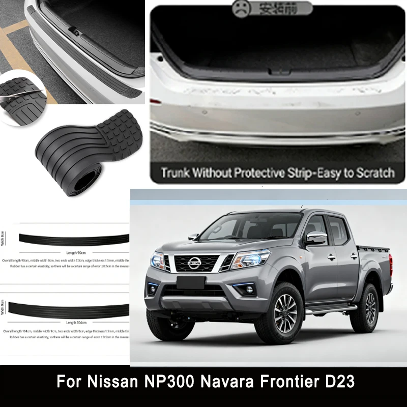 

For Nissan NP300 Navara Frontier Rear Trunk Guard Plate Sticker Car Rear Bumper Trim Anti-Kicked Scratch Protector Sticker Strip
