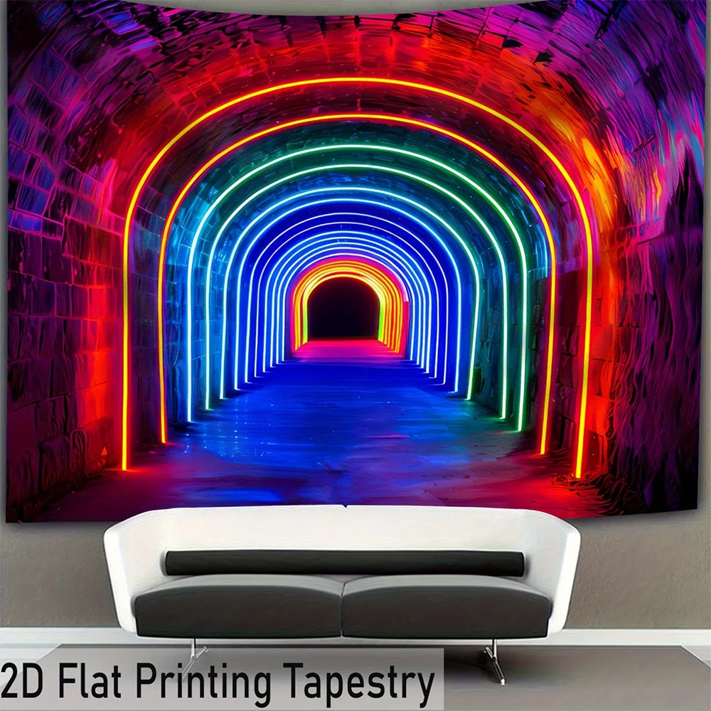 1pc  Neon Light Tunnel Tapestry, Psychedelic Glow in The Dark Wall Hanging for Bedroom Living Room Dorm Decor