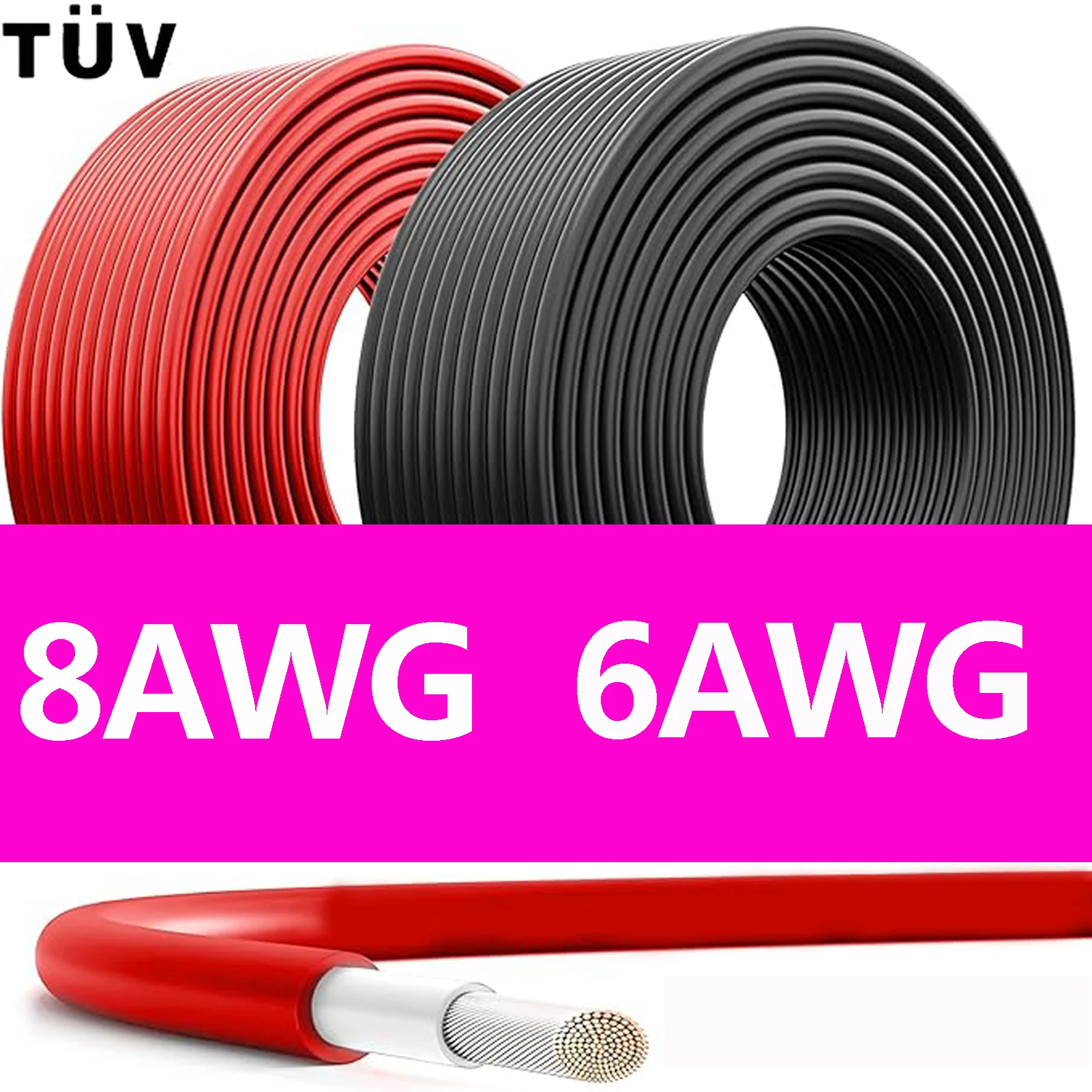 

10MM 16MM Solar Panel Extension Cable - 10M Solar Wire Cable PV Tinned Copper Wire for Outdoor Home Off-Grid Photovoltaic System