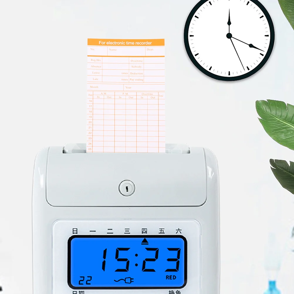 100 Sheets Attendance Card Time Record Cards Recording Blank Machine for Employee Paper Office Clock
