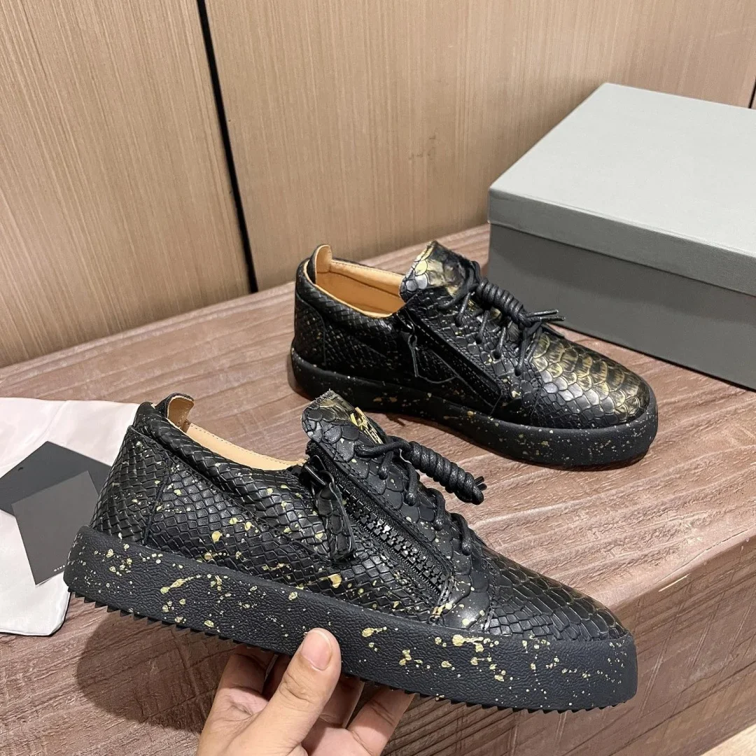 موضة جديدة أحذية رياضية كاجوال للرجال العلامة التجارية مصمم النساء أحذية التنس الفاخرة الجلد الحقيقي GZ المتسكعون أحذية رياضية 35-48 G0405 #4