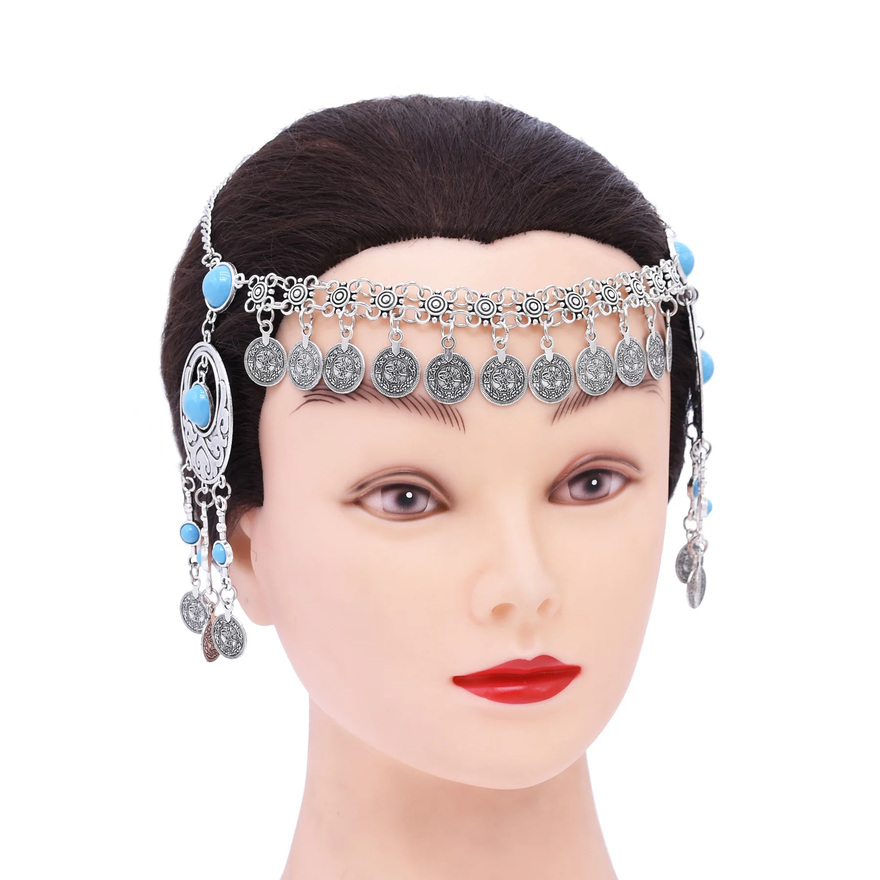 Vintage Women Hair Jewelry Turkish Coin Pendant Tassel Statement Party Hairwear Bohemian Ethnic Charms Headband Female
