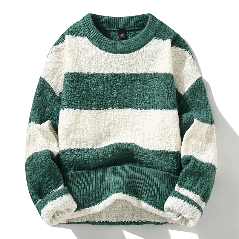 2023 Winter New Men's Stripe High-Quality Fashion Trend Sweater autumn Men Casual Comfortable Loose Warm Sweaters men size M-3XL