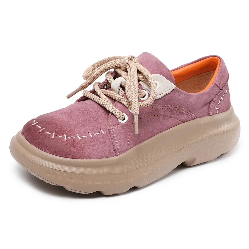 

4 см коровья замша, массивные кроссовки из натуральной кожи, лоферы, высококачественные брендовые тапочки на платформе, осенние женские туфли на плоской подошве, осенняя вулканизированная обувь