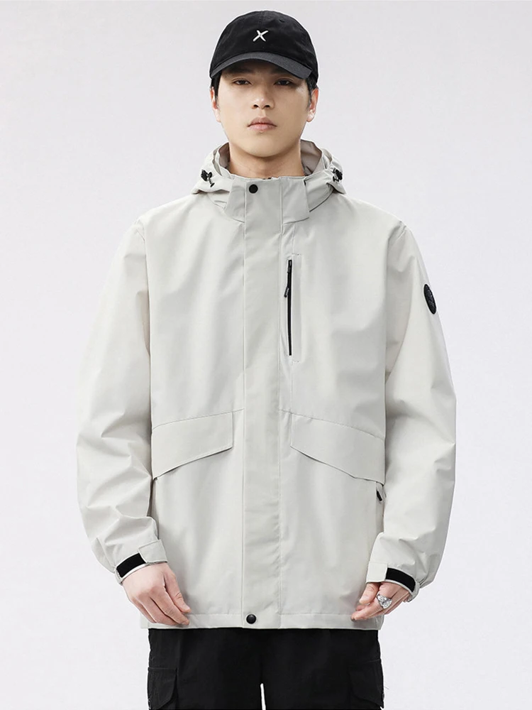 2026 Herbst Herren Wanderjacken Abnehmbare Kapuze Windbreaker Winddichte Outdoor Wasserdichte Mäntel Mit Atmungsaktiver Innenschicht – Detail 10