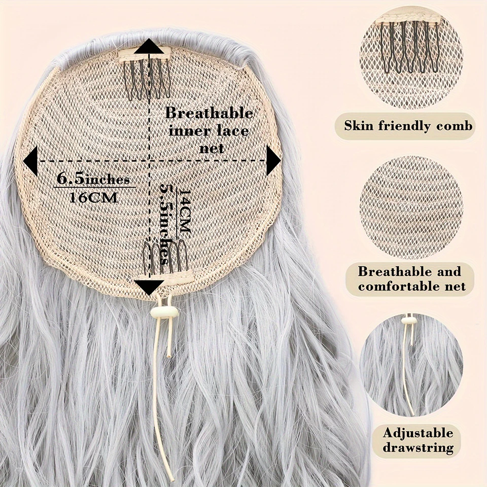 EAST Synthetic Extension for Women Synthetic Short Body Wave Ponytail Extensions Black Drawstring Ponytail Clip in Hairpiece