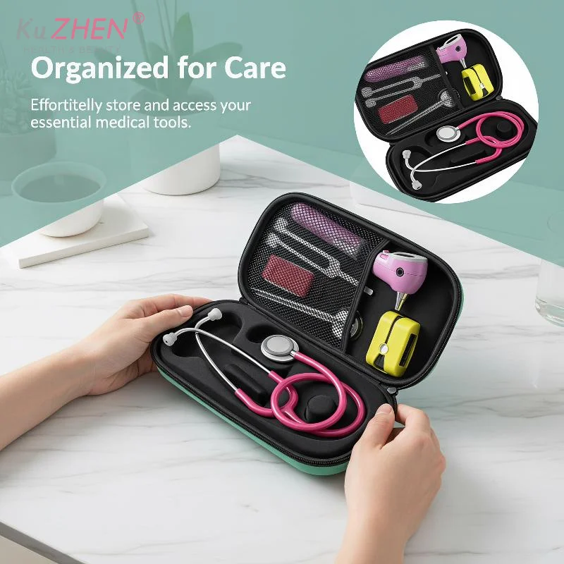 1pc Carrying Case  Travel Portable  Stethoscope Storage Box First Aid Kit Mesh Pockets Case For Littmann Cardiology Stethoscope