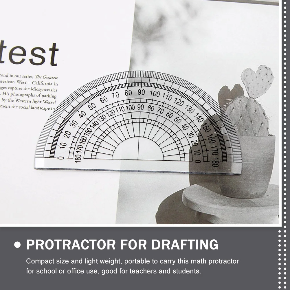 10 قطعة منقلة بلاستيكية 180 درجة منقلة الرياضيات الواضحة للطلاب أداة قياس الرسم اللوازم المكتبية المدرسية المحمولة #4