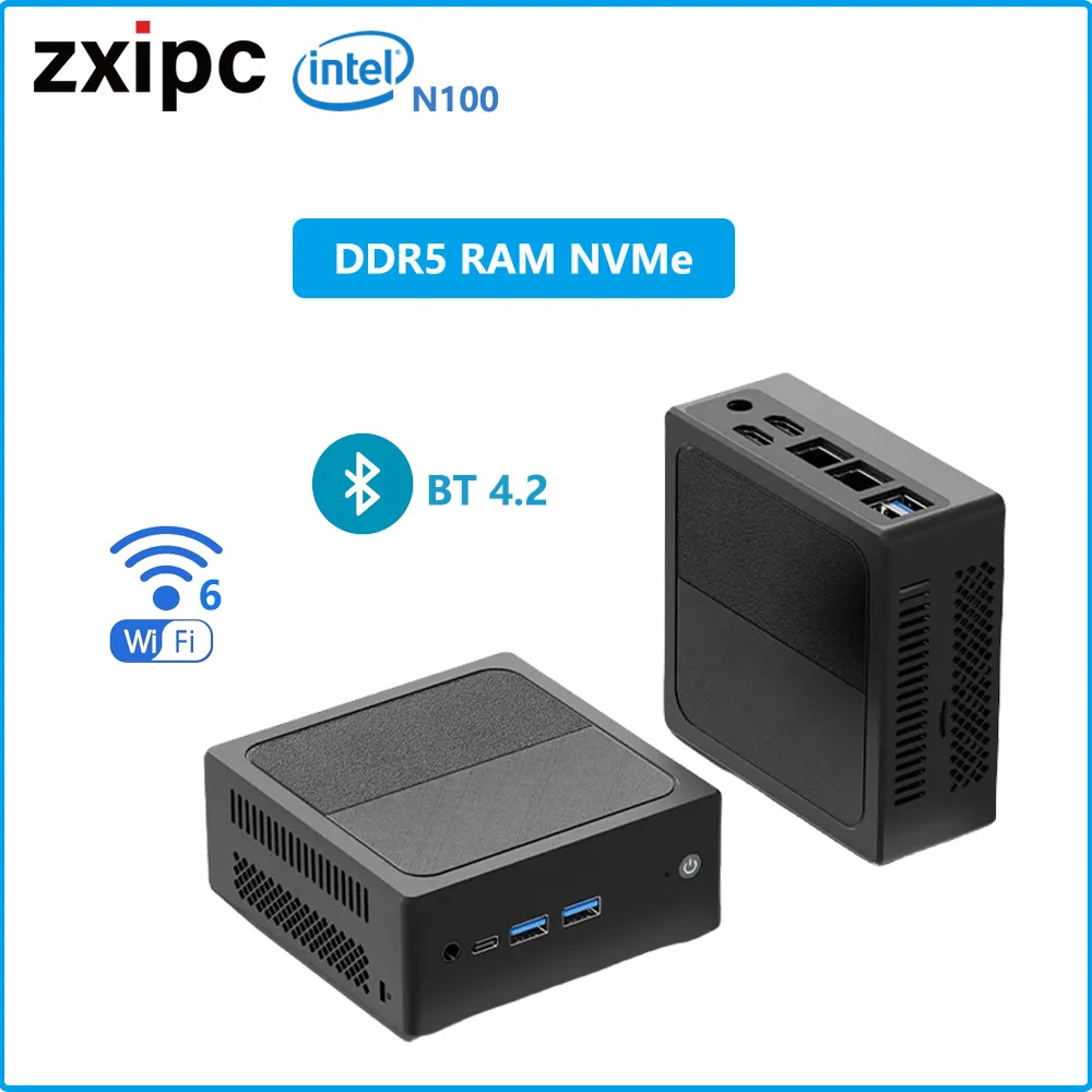 ZXIPC Mini PC Intel N100 4Cores 4Threads 4800Mhz DDR4 DDR5 WiFi 6 BT5.2 16GB 512GB Desktop Gaming Computer Mini PC Gamer  미니pc