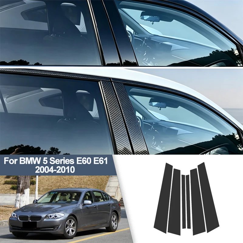 For BMW 5 Series E60 E61 2004-2010 B/C Pillar Post Stickers PC Window Middle Pillar Trim Decorative Car Exterior Protect Parts