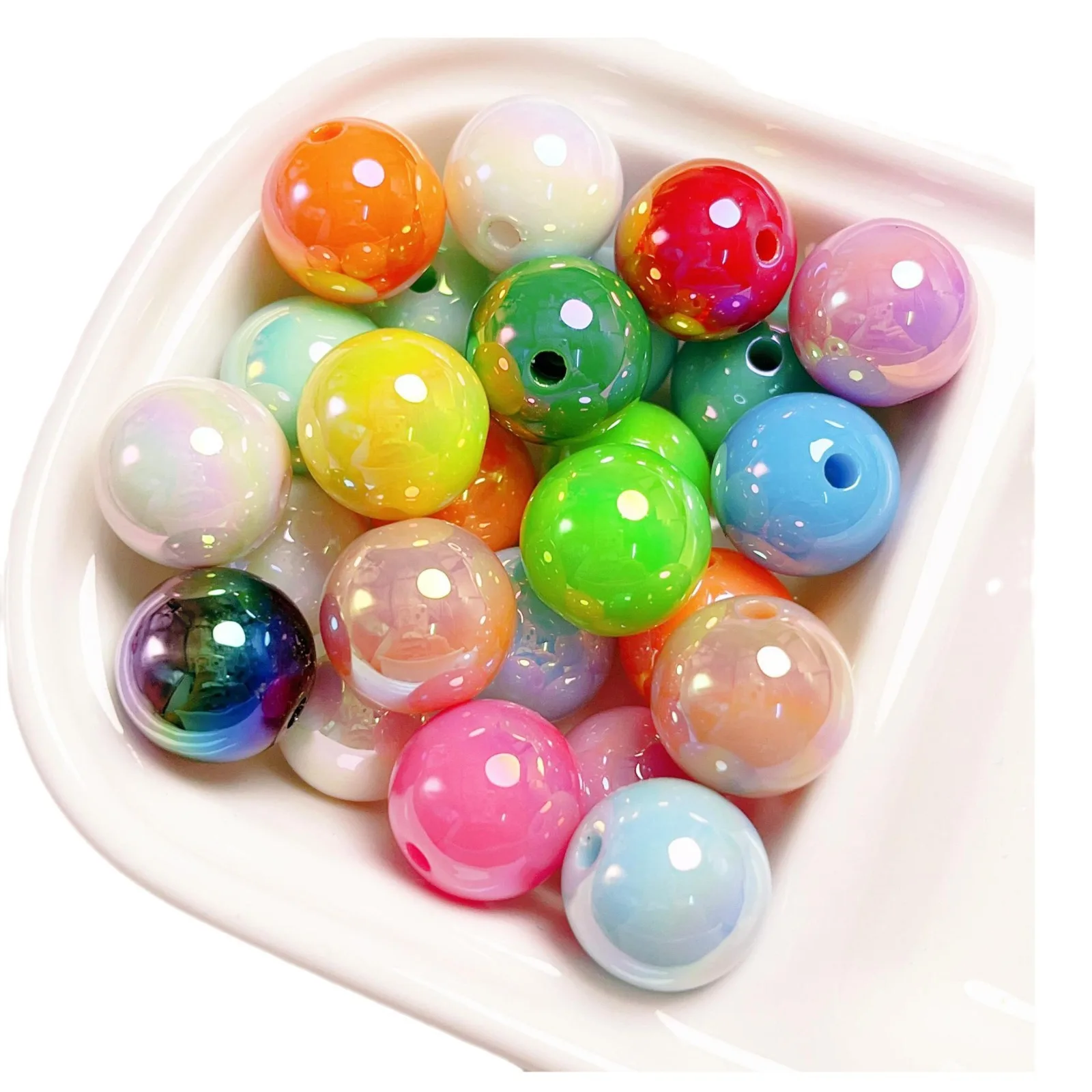 

DIY Jewelry Findings 14mm 100pcs AB Colors Round Acrylic Plastic Pearl Beads Fit Bracelet Necklace Earring Ornament Decor