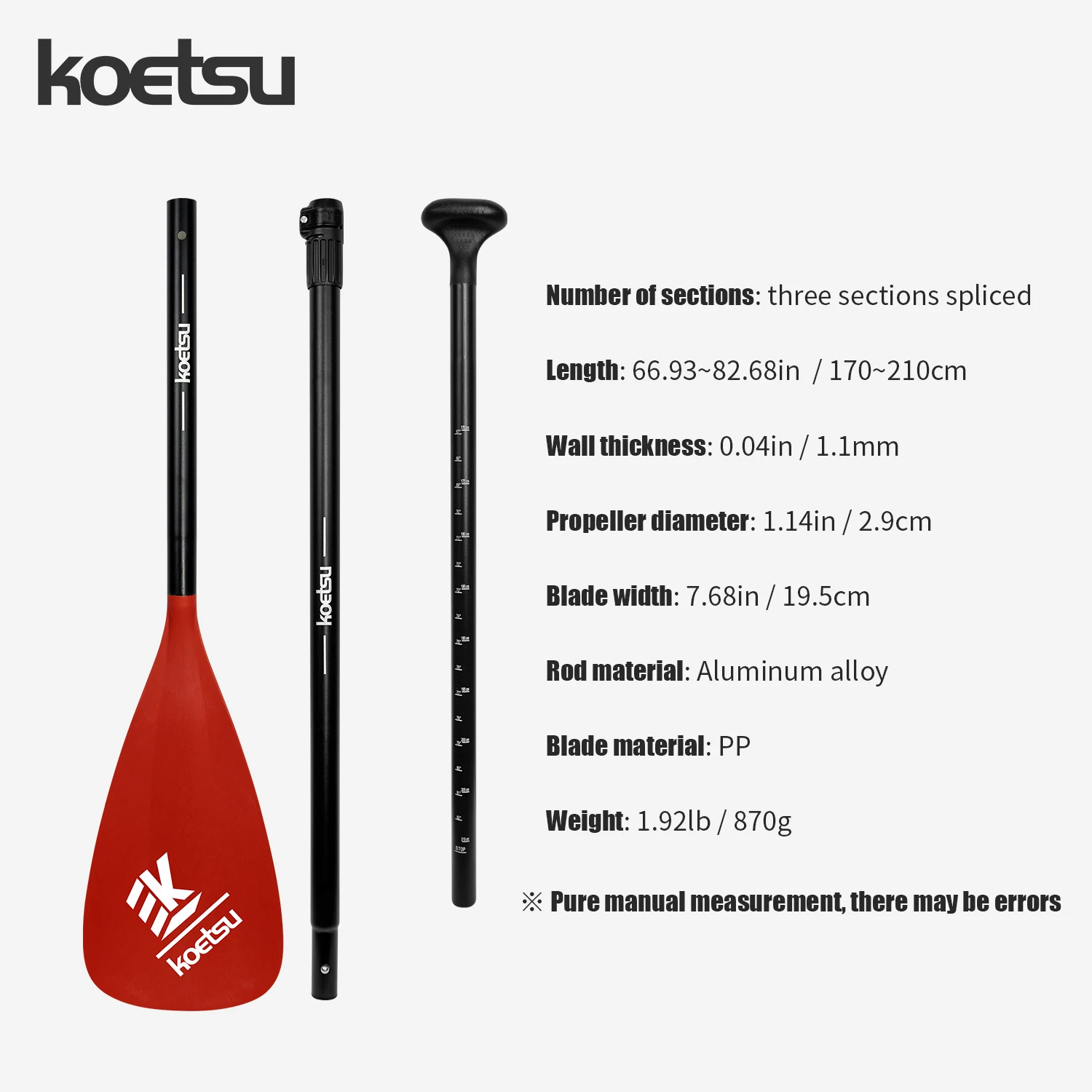KOETSU Colorful Paddle Blades, Aluminum Alloy Paddle for SUP,  Ideal for Surfboards and Paddleboarding