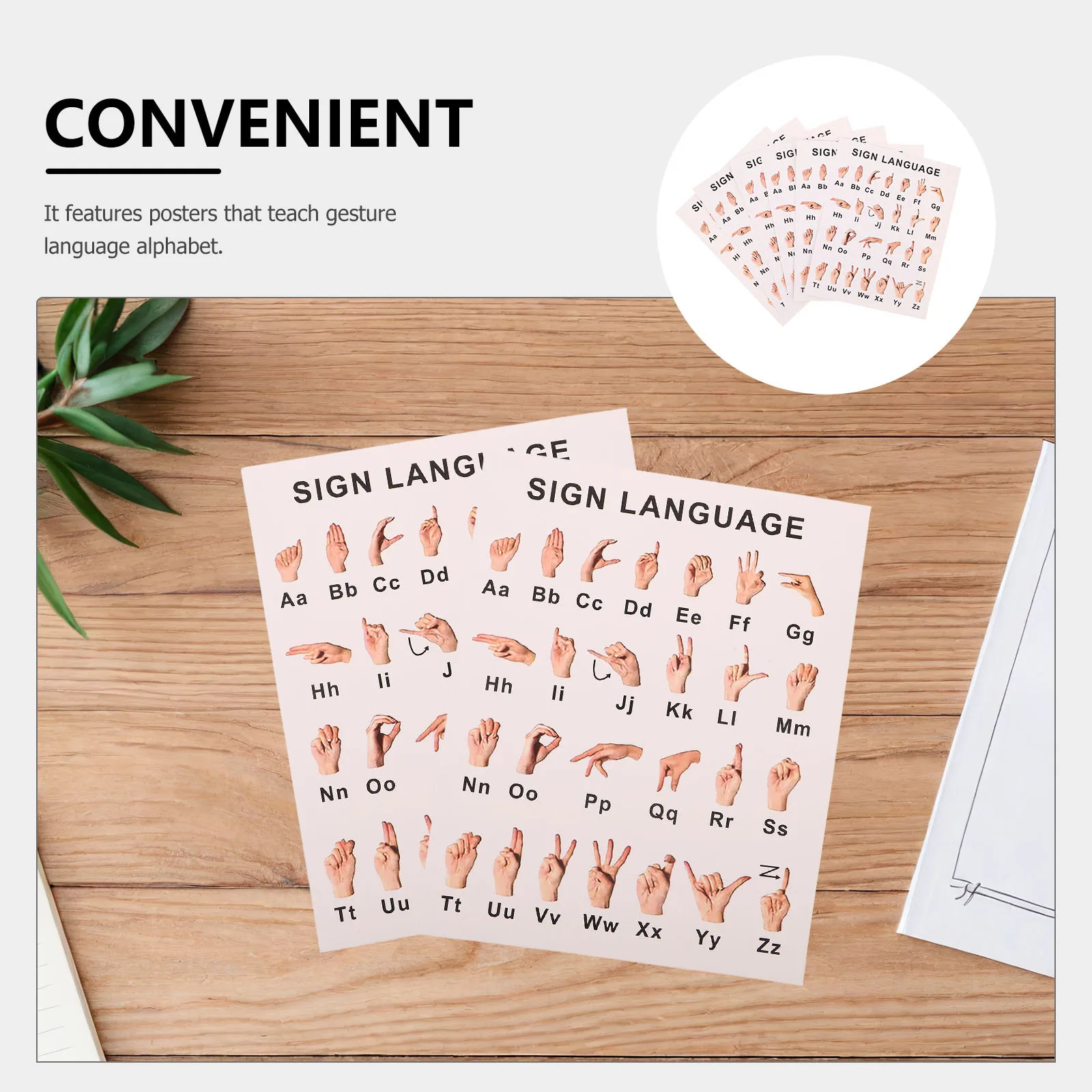 6 قطعة ملصقات تعلم علامة اليد مخططات الأبجدية Asl الكاملة لفن الحائط التعليمي عالي الوضوح المقاوم للبهتان #3
