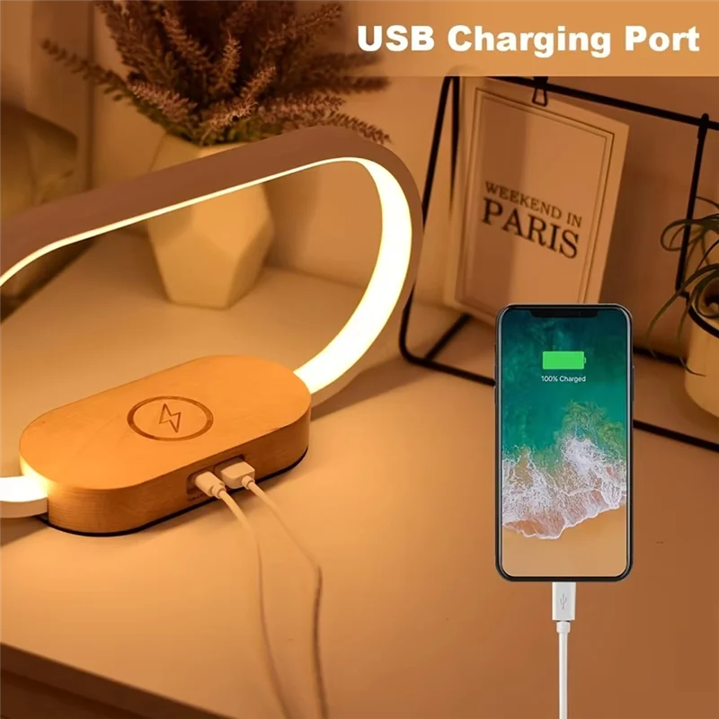 

IALJ-Multifunction Wireless Charger Stand Clock LED Desk Lamp Night Light USB Fast Charging Station Dock For Iphone Samsung