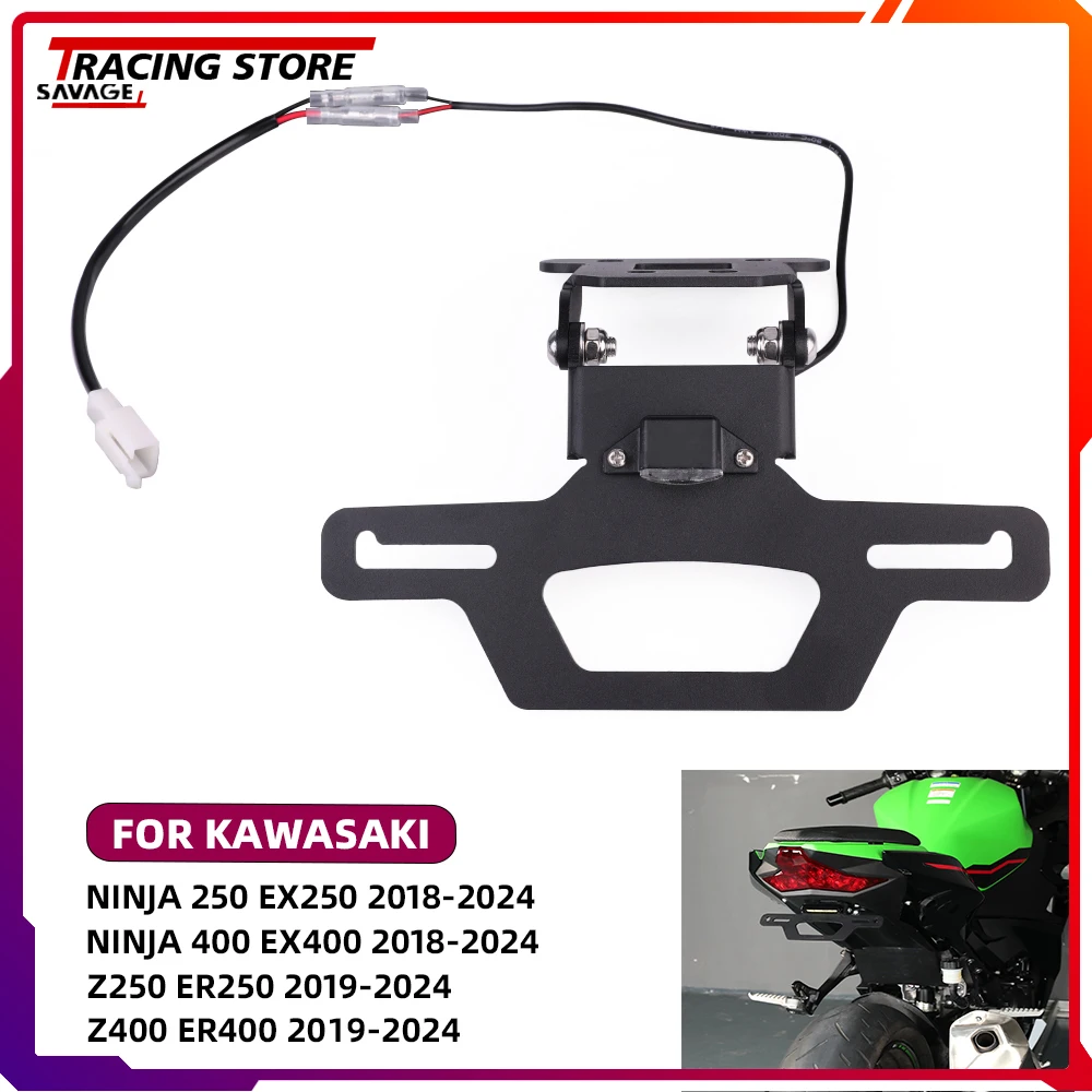 

Adjustable Fender Eliminator License Plate Holder with Light For Kawasaki Ninja 250 EX250 400 EX400 ER250 Z300 ER300 Z400 ER400