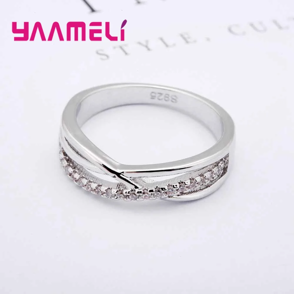 Cross Wedding Bands Rings with Shining Crystal CZ 925 Sterling Silver for Women Men Fashion Jewelry Wholesale Price