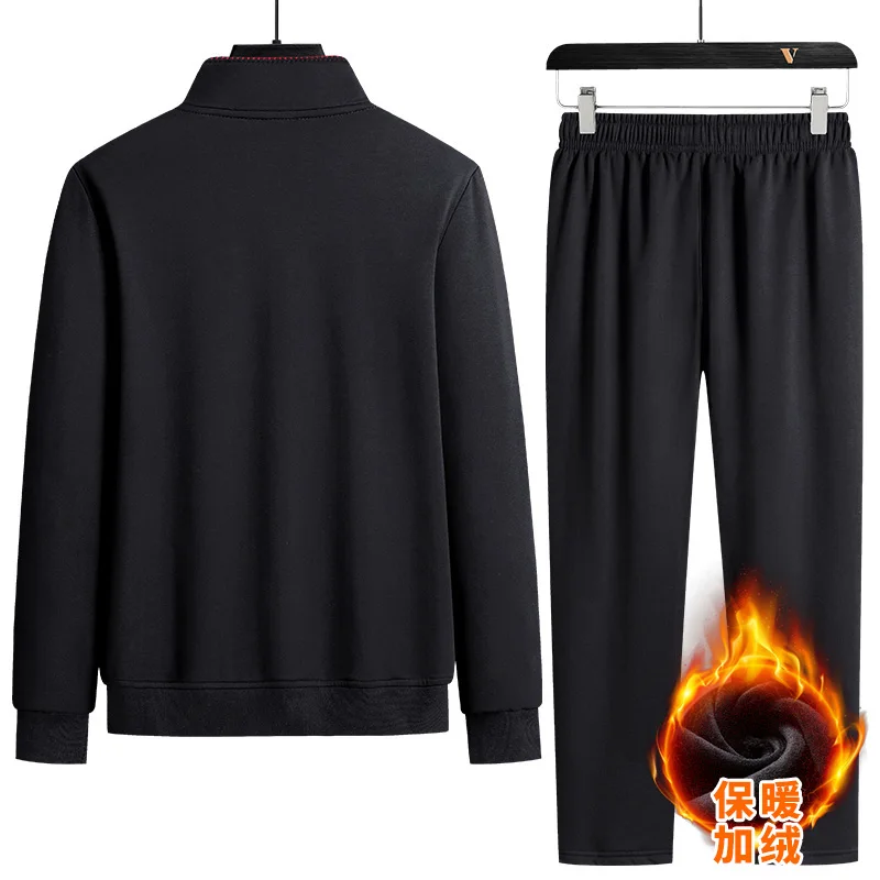 Fleece Men's Tracksuit Plus Size L-8XL Autumn and Winter Sweatshirt Sweatpants Male Set Casual Clothing