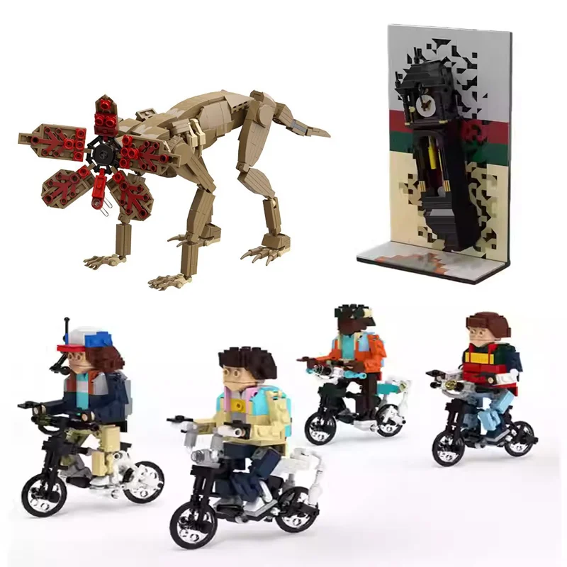 MOC Horror Movie Stranger Matter Scene Vecna Clock Adult Bricks Set Upside Down World Model Building Blocks Toy Kid Gift