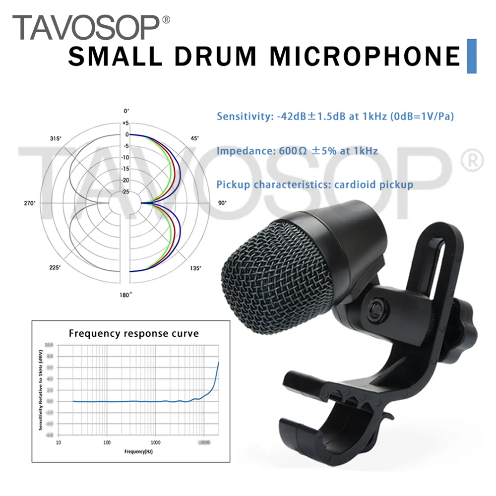 

Микрофон для барабанов TAVOSOP E904, динамический кардиоидный микрофон серии E904 для инструментов, проводной, с креплением на кронштейн для студийной записи и выступлений на сцене