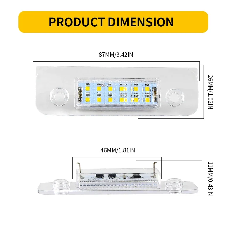 2/10PC 12V LED Number Plate Lamp White License Plate Light Assembly For Ford Fiesta Fusion 2001.11-up Mondeo MK2 1996.08-2000.09