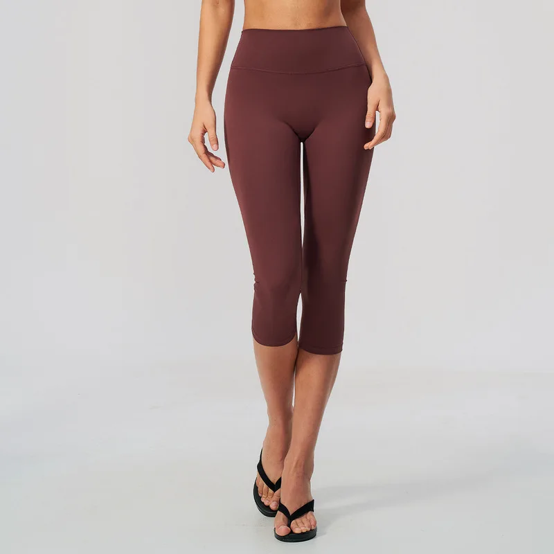 Brushed Yoga Mid Length Pants High Waist Slim Fit Sports Capri Pants For Women Running Outdoor Fitness Leggings Workout Woman view 5