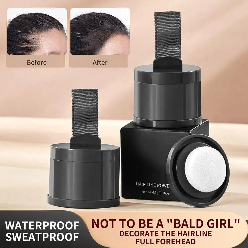 ヘアラインパウダー 4.5 グラム黒根カバーアップナチュラルインスタントコンシーラー防水ヘアラインヘアパウダーシャドウカバレッジ Q1N5