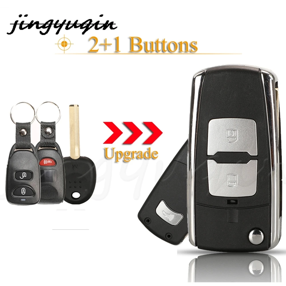 jingyuqin 2+1 Buttons Remote Car Key Shell Cover Case Fob For Hyundai Accent Santa Fe I30 Veloster For Kia Picanto Replacement