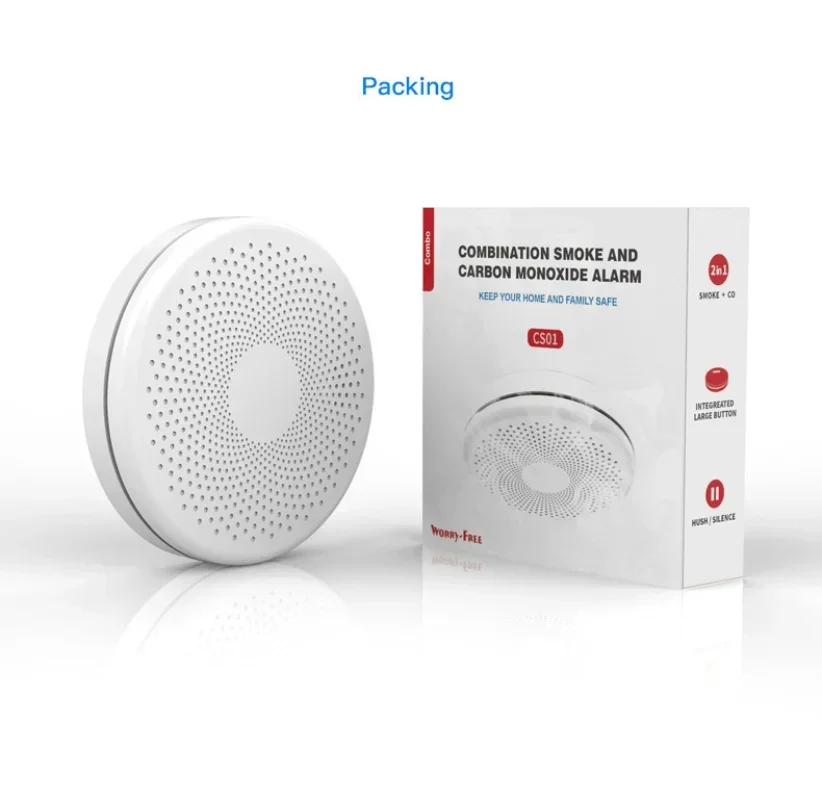 2-in-1-Version WiFi-Funktion Rauchmelder Sensor Kohlenmonoxid Co Gasmelder Rauch Feuer Sound Alarm