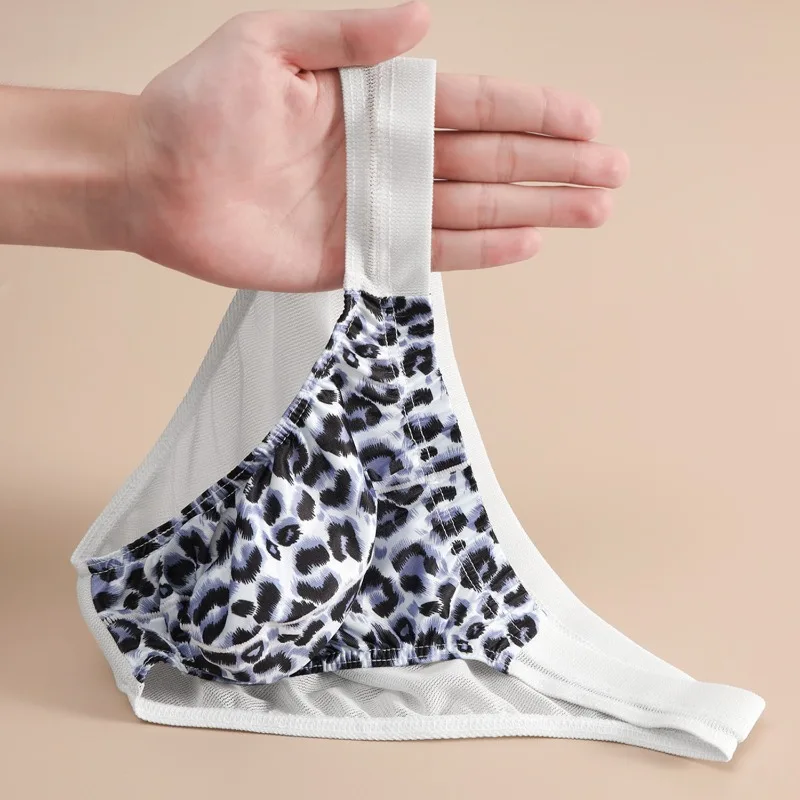 

Нижнее белье с леопардовым принтом, мужские сетчатые прозрачные трусы, дышащие прозрачные трусы, ультратонкие трусики, мужское прозрачное нижнее белье